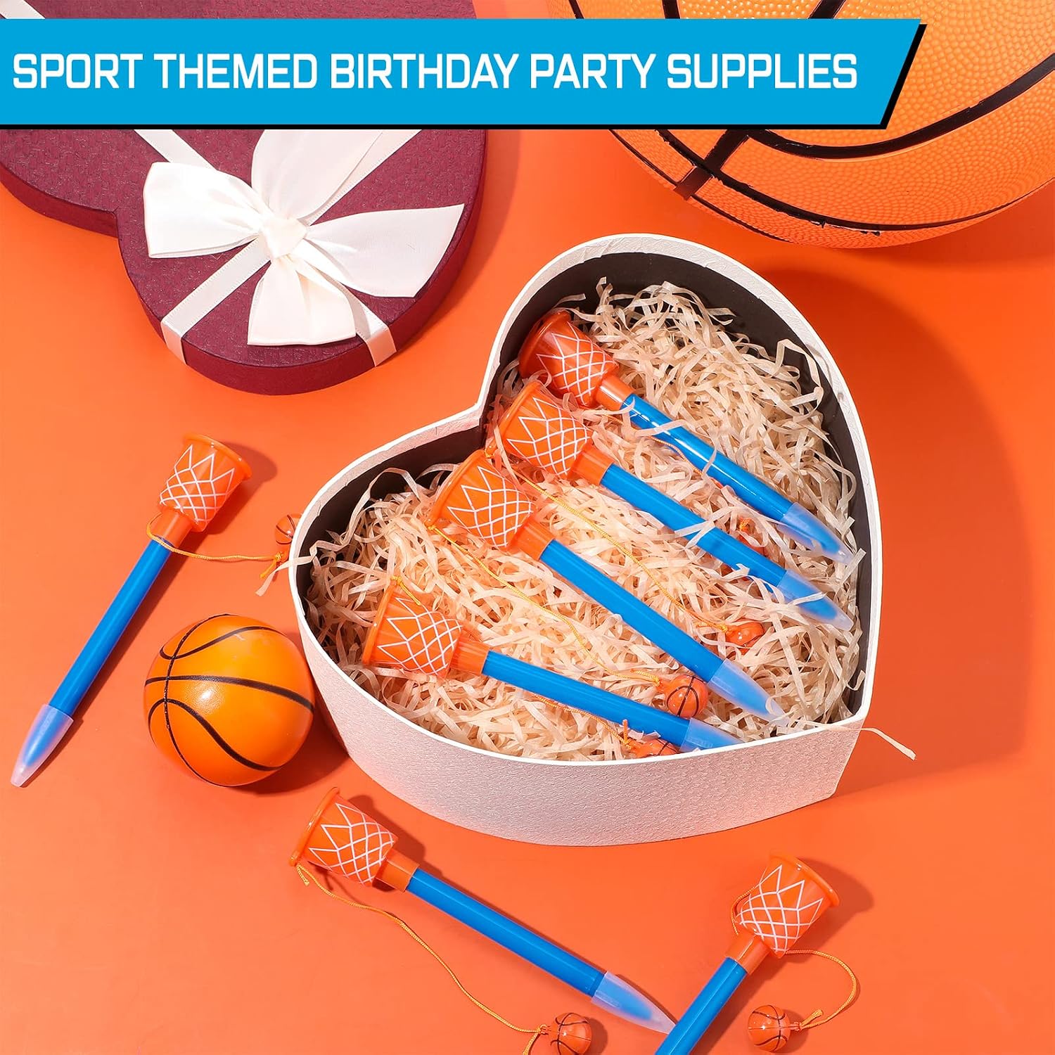 Epakh 20 Pcs Basketball Hoop Pens Basketball Party Favors Novelty Sports Pens for Sports Party Favors Birthday School Valentine's Gift, 0.7 mm