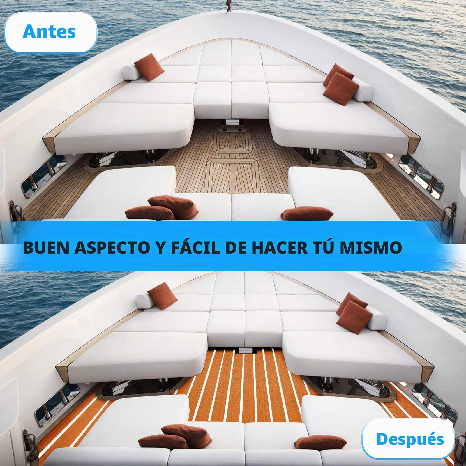 Eva Espuma Barco DIY Piso Decking Pad (90 x 240 cm), Estera de Madera de Teca Marino sintético para embarcaciones