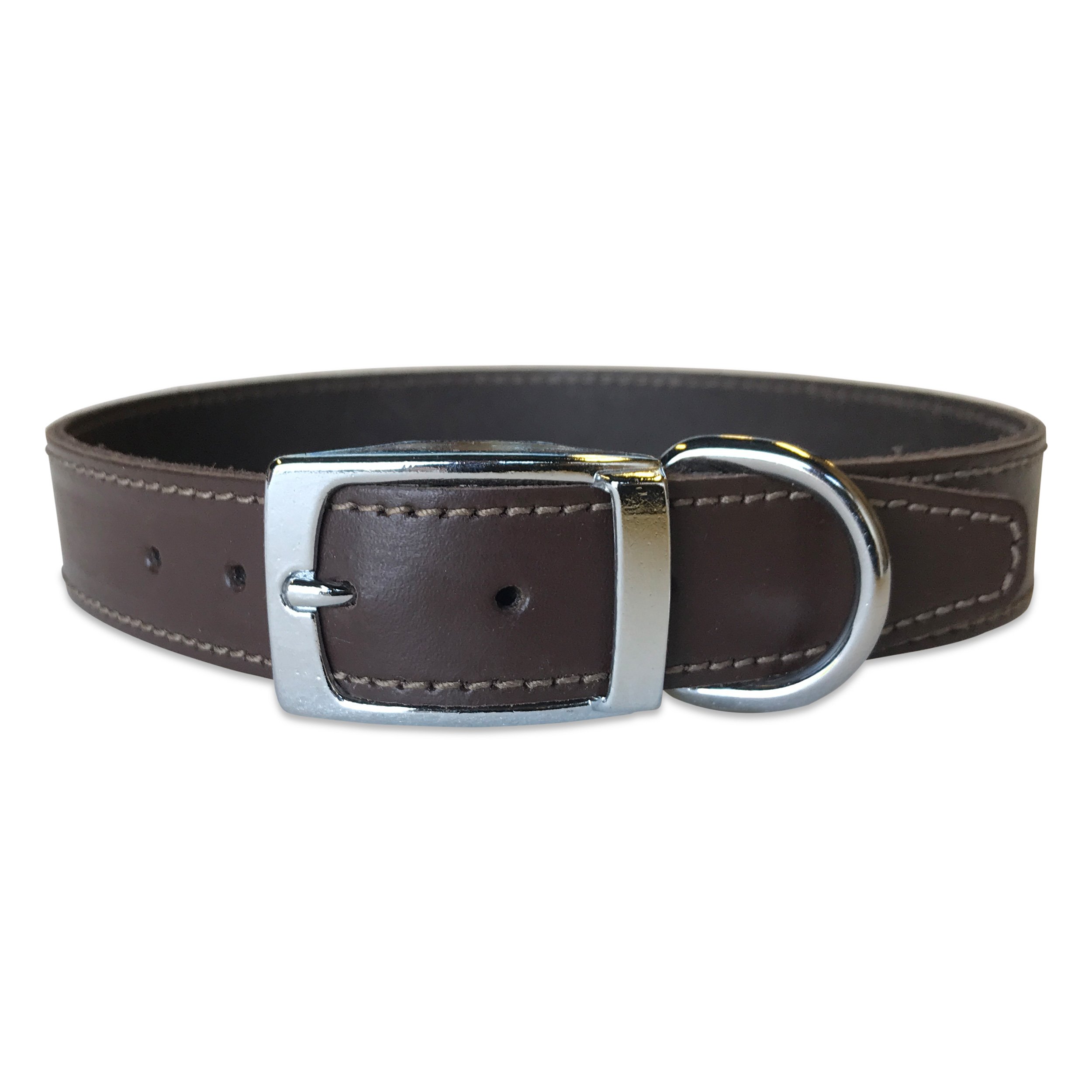 BBD Pet Products21-24-inch Plain Leather Collar, Brown