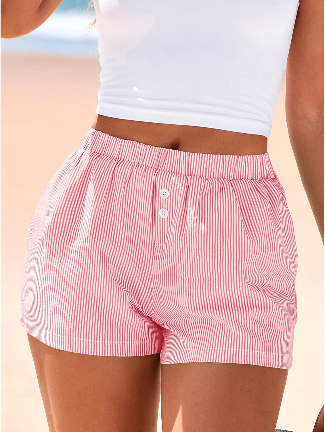 BTFBM Striped Boxer Shorts for Women 2026 Spring Summer Y2k Vacation Beach Bottoms Lounge Sleep Pajama PJ Pants Clothes - Image 8