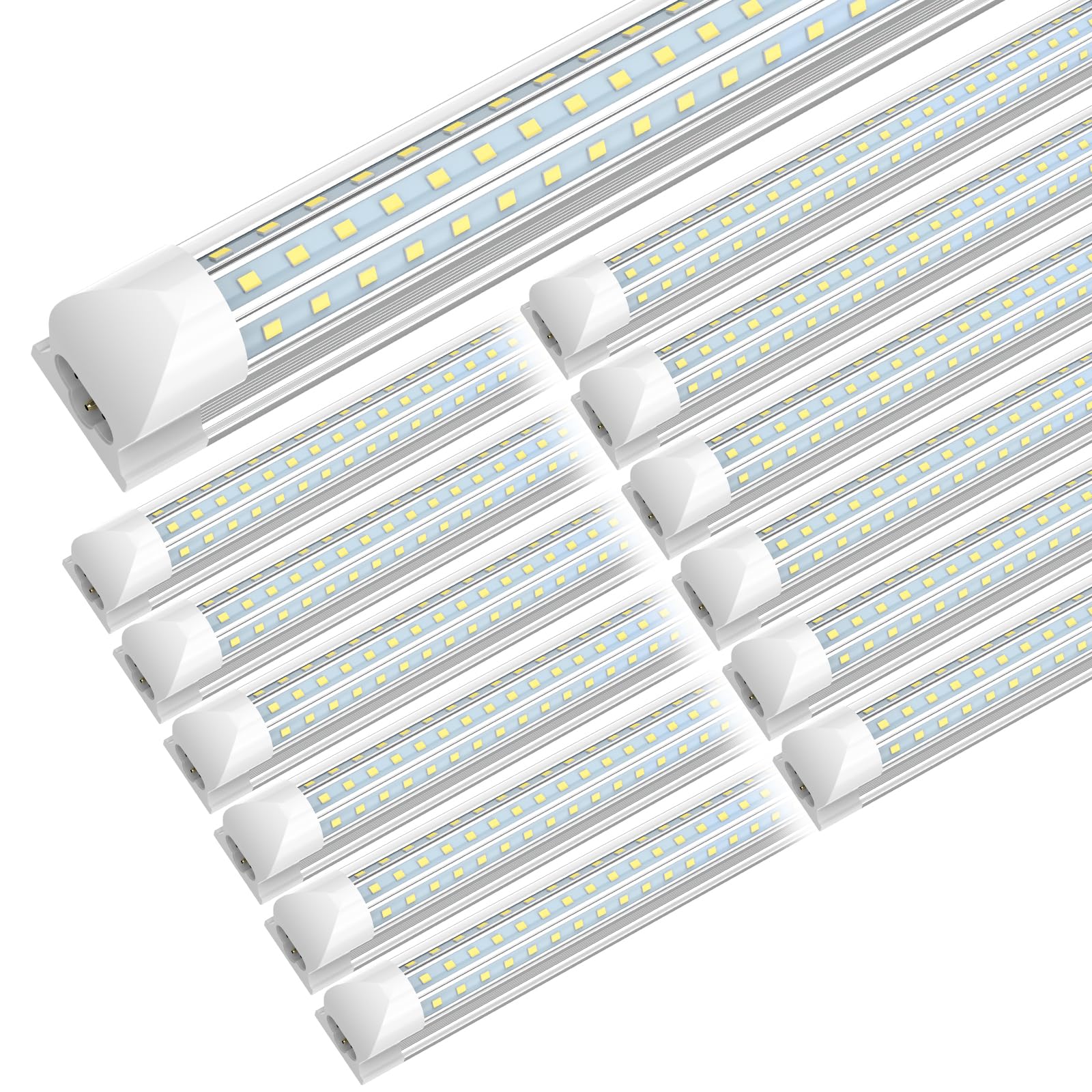 SHOPLED(12 Pack LED Shop Light 4FT, 48W 7200LM 6000K Cool White, Linkable Ceiling Light Fixtures, D-Shaped, T8 LED Tube Lights 4FT for Workshop Garage, ETL Listed