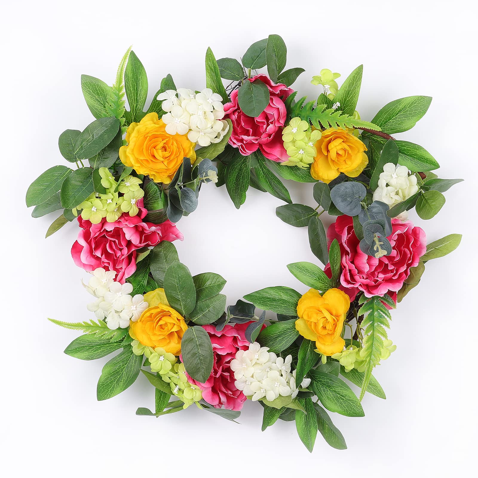 CIR OASES Corona De Primavera De 22 Pulgadas, Corona De Hortensias, image size:1600x1600