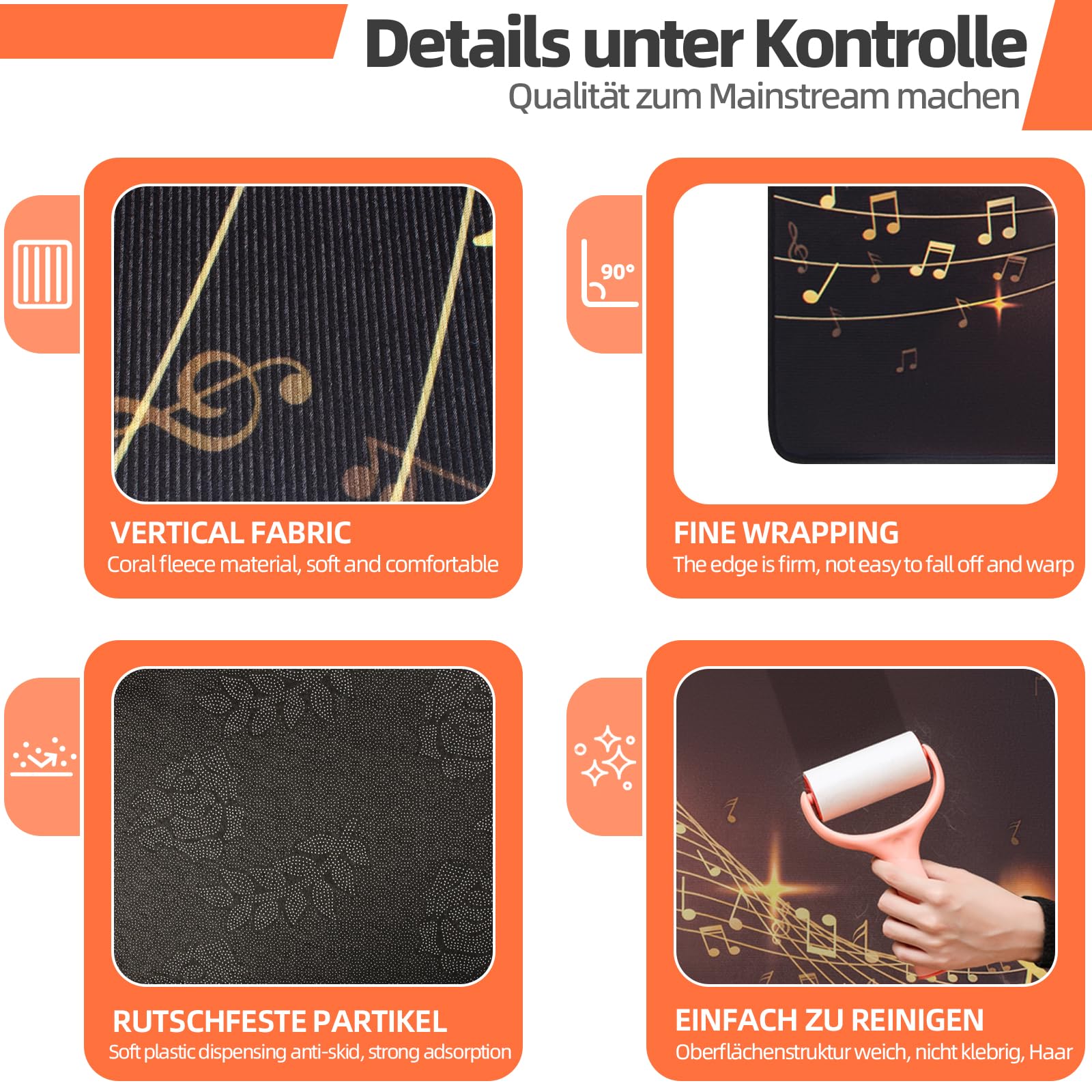 OUUTMEE Tappeto per batteria Drum Tappeto con motivo simboli musicali 182x122cm