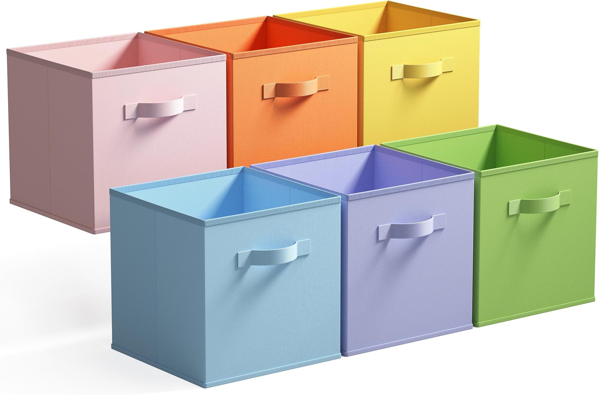 GRANNY SAYS Cube Storage Boxes, Pack of 6 Fabric Storage Cubes 27 x 27 cm, Foldable Square Storage Boxes for Shelves, Storage Boxes Organiser, Cubes Storage Bins for Organizing Kallax Shelf, Colorful