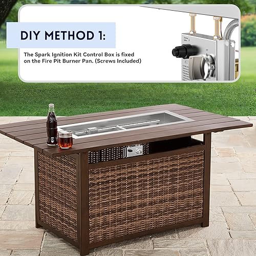 Miniatura 5 de Skyflame Kit de quemador rectangular de acero inoxidable de 24 pulgadas con dispositivo de protección de extinción, detección de llama, encendido