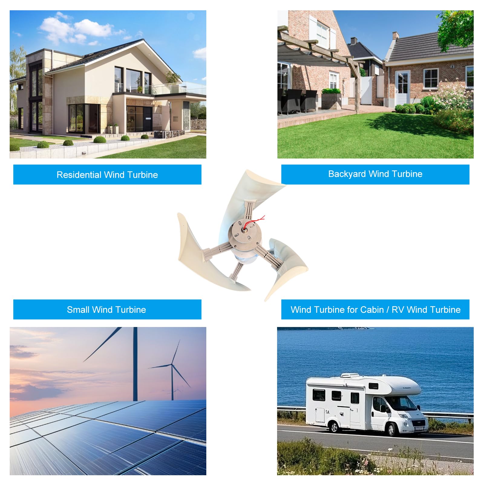 Kleine 10000-W-Vertikalachsen-Windkraftanlage für Haus und Garten – Effizientes 12-V-Gleichstrom-System für Garten, Hütte, Wohnmobil und Boot