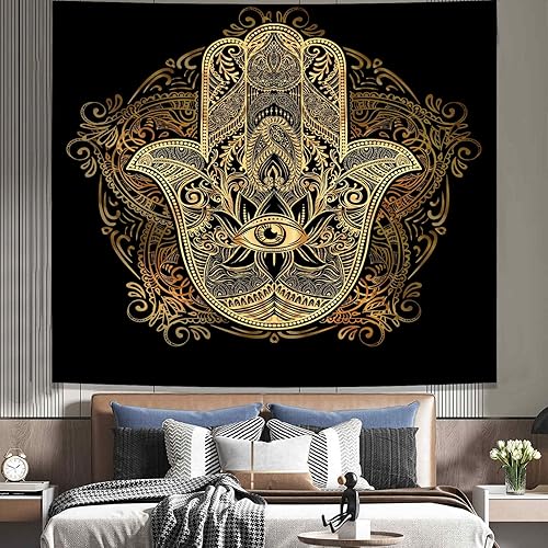 Miniatura 3 de Atrippy Tapiz de mandala negro para colgar en la pared, bohemio, espiritual, decoración de habitación, para dormitorio, estético, buena suerte,