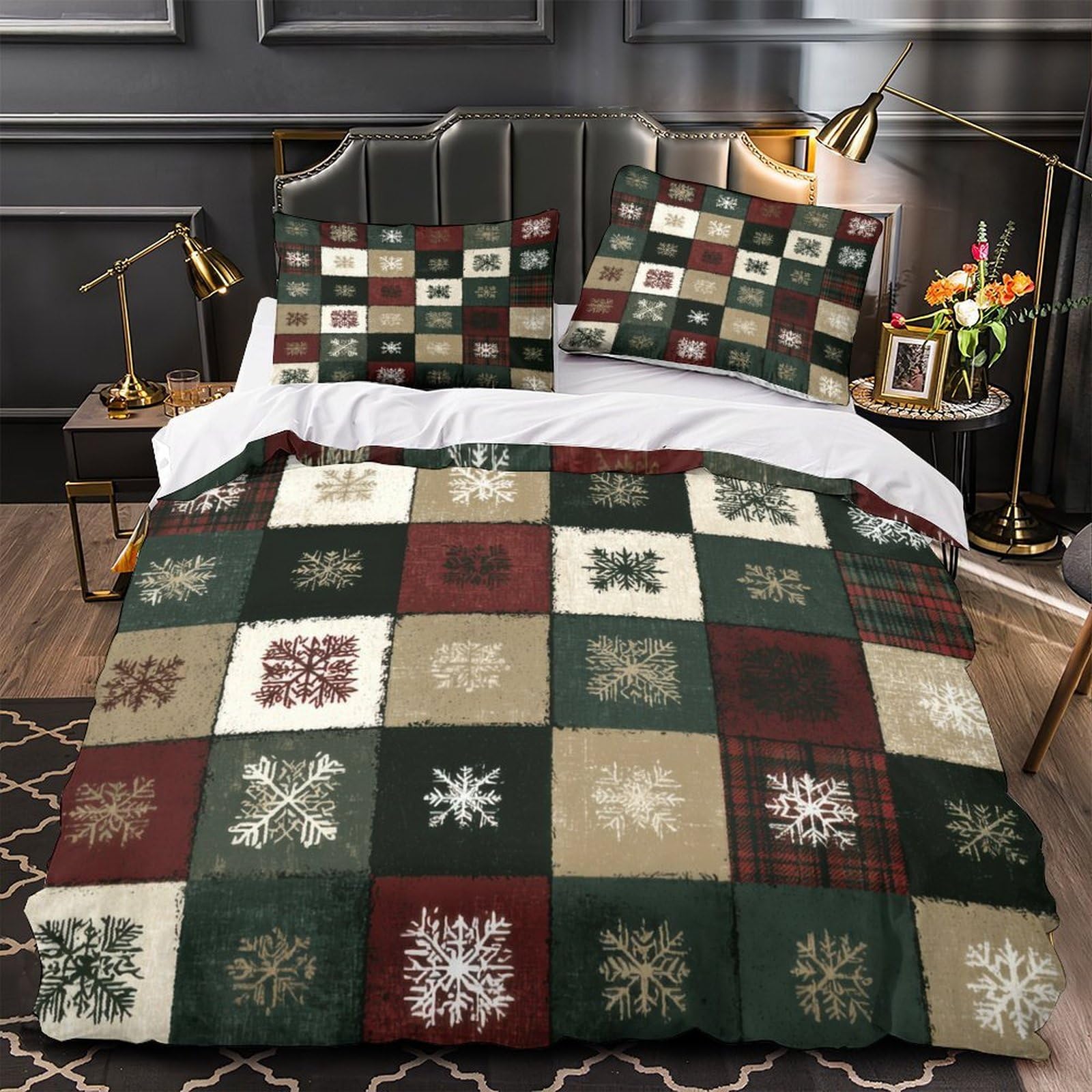 Ensemble de literie flocon de neige 3 pièces en microfibre King 220x240 cm