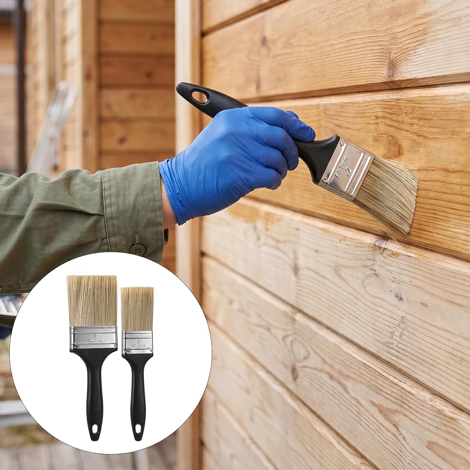16 Pcs Paint Brushes 2 Inch & 3 Inch Chip Brushes Set Flat Paintbrush Bulk | Disposable Wall Trim House Professional Paint Tools, with Plastic Handle,for DIY Paints, Home, Furniture, Fences, Deck