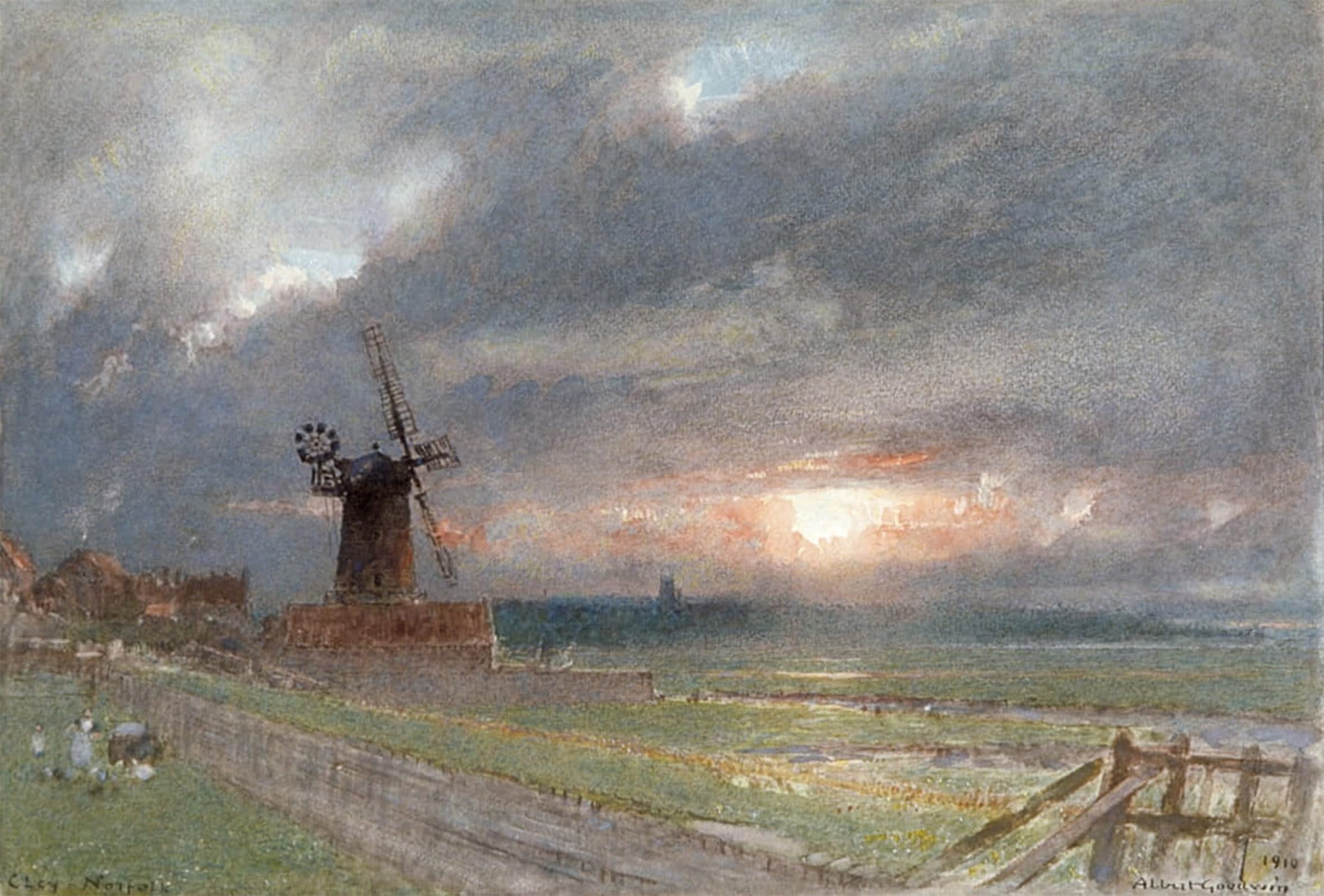 ARTXLXXBN Famous Art Print Poster Vintage Wall Art Cley Norfolk by Albert Goodwin Canvas Art Poster for Home Decor 60x90cm