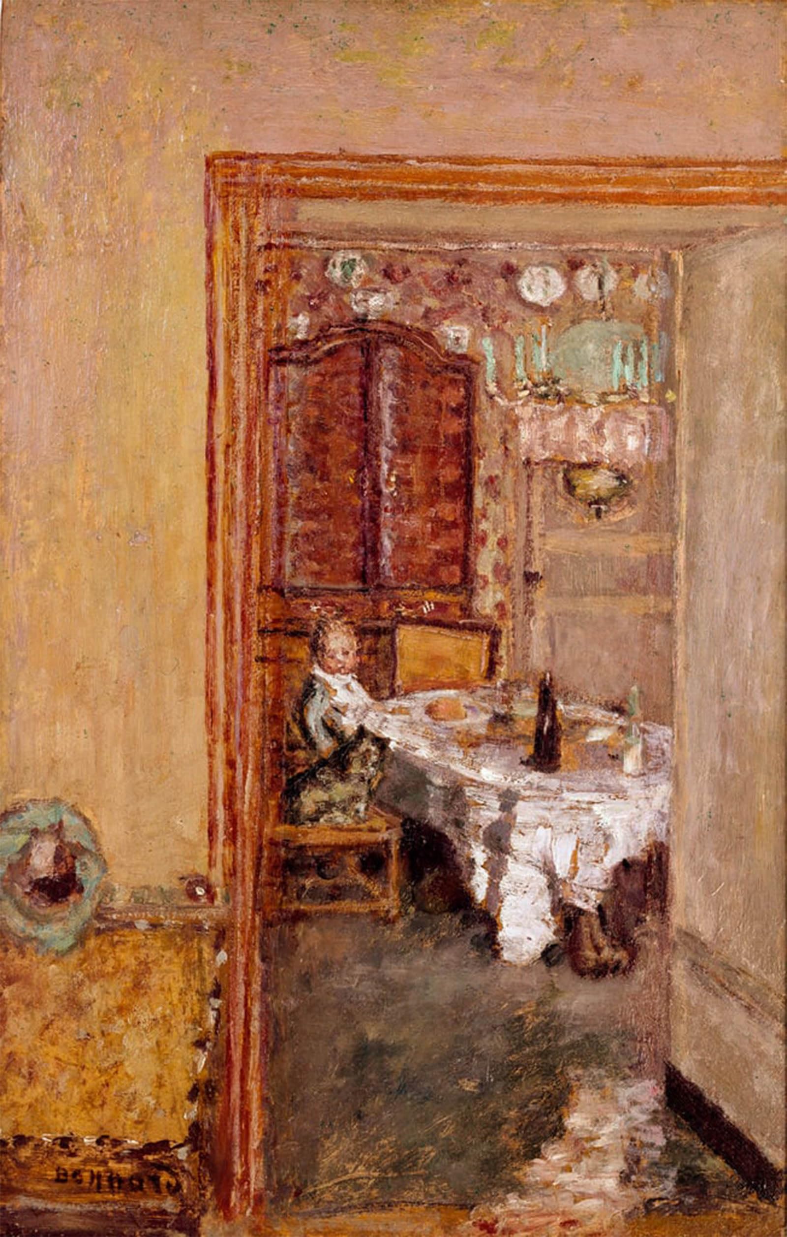 ARTXLXXBN Famous Print Painting Colorful Art Print Little Boy in the Dining Room Painting by English Private Collection by Pierre Bonnard Canvas Art Decorations for Home Decor 60x90cm