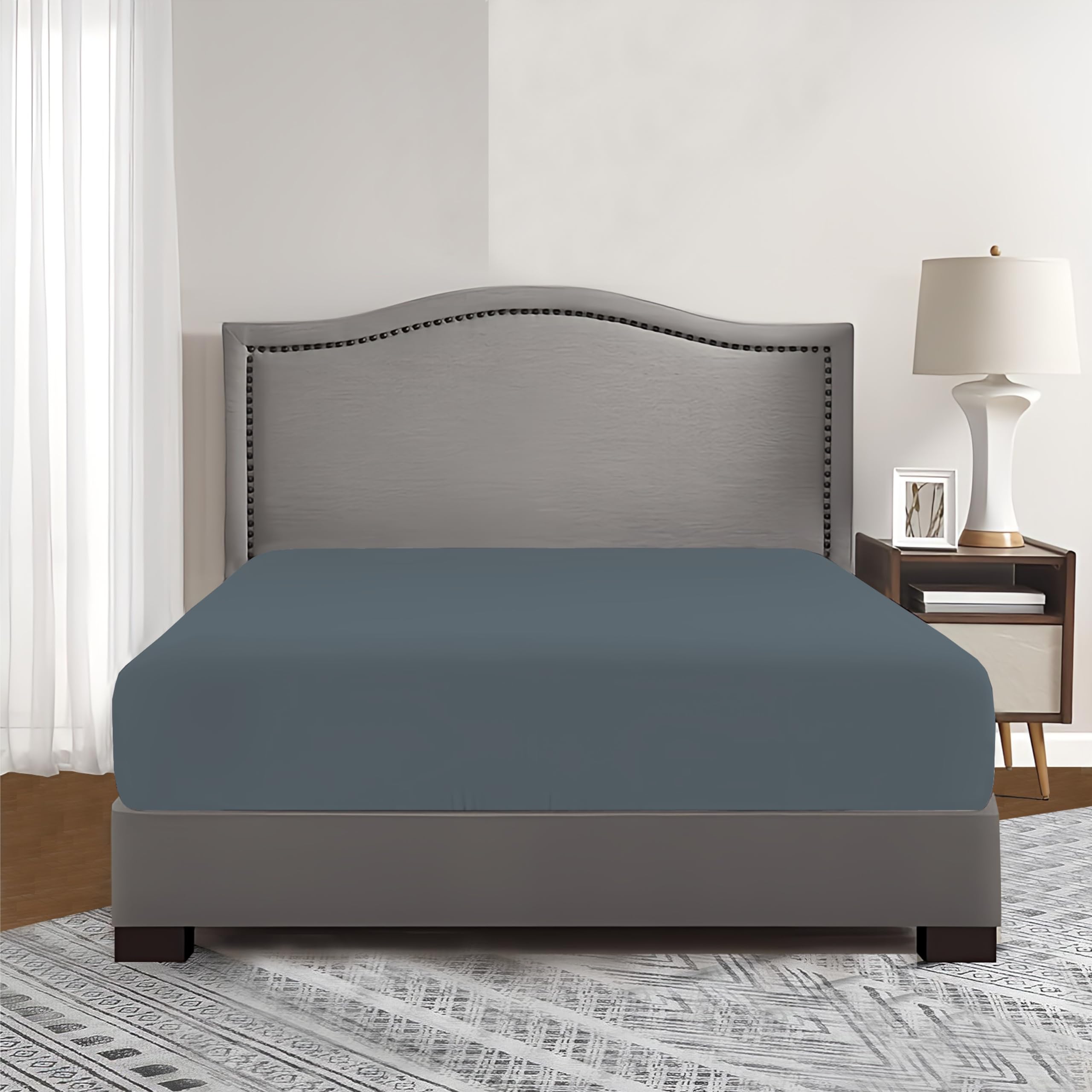 Comfy Nights 16"(40cm) Extra Deep Fitted Sheet Non Iron Microfiber Fade and Wrinkle Resitant Deep Fitted Sheet (Double, Charcoal)