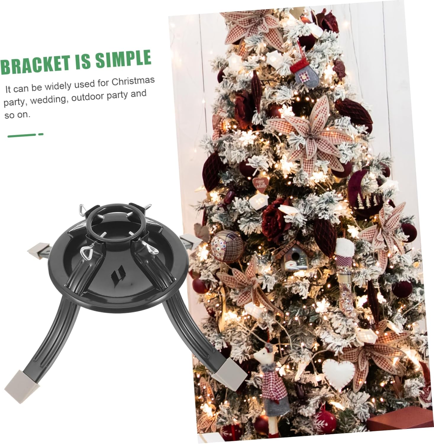 Cabilock 1pcs Christmas Stand Base Holder Detachable Round Metal Support for Xmas Trees Sturdy Iron Design for Indoor and Outdoor Use for Holiday Decorations and Events