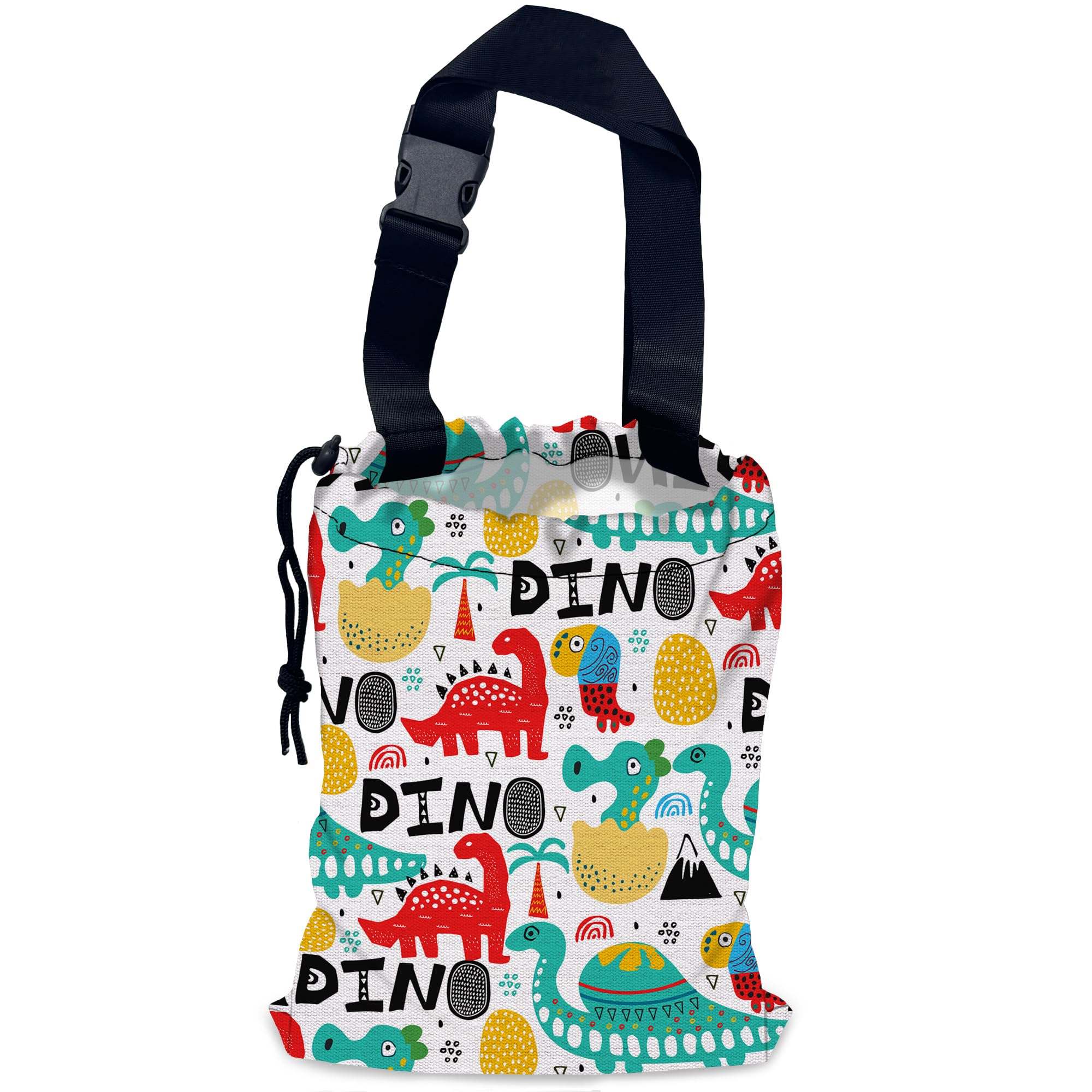 NHNXHWIA Cartoon Dinosaur Car Trash Bag,Palms Hanging Drawstring Car Garbage Bag,Waterproof Canvas Car Back Seat Organizer with Adjustable Buckle,for