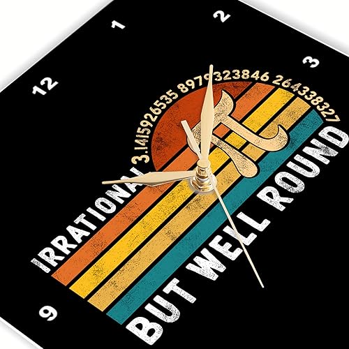 Miniatura 3 de 3dRose, Irrational but Well Rounded Pi Symbol, Colorful Retro Grunge Design, 10x10 Wall Clock