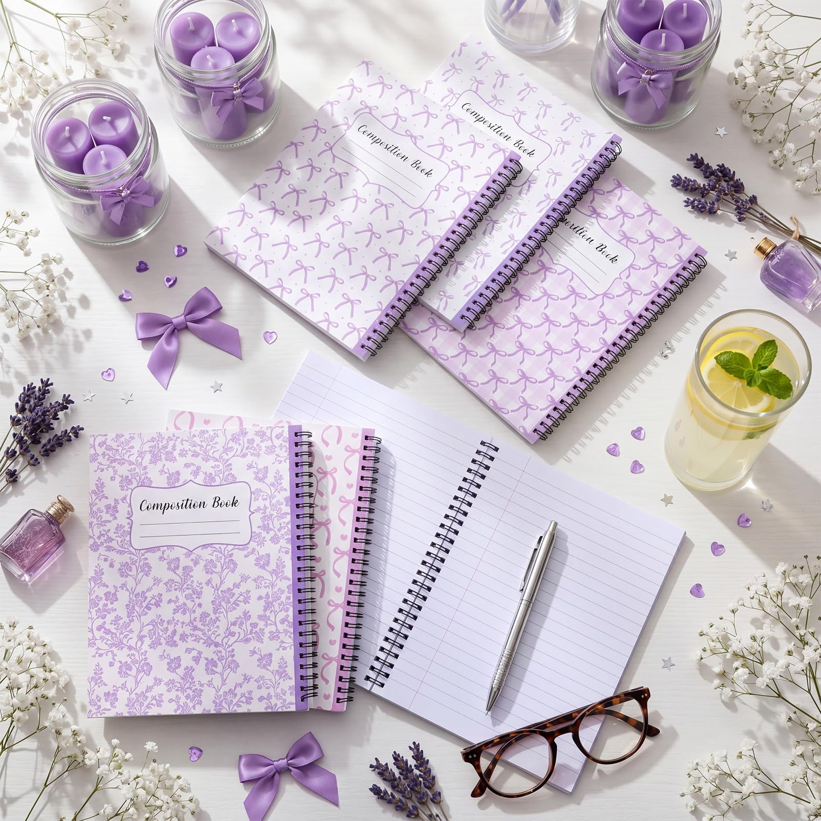 AmazingSpark Lefty Preppy Coquette - Confezione da 6 quaderni, spirale