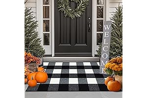 FONEYI Buffalo Plaid Non Slip Outdoor Rug