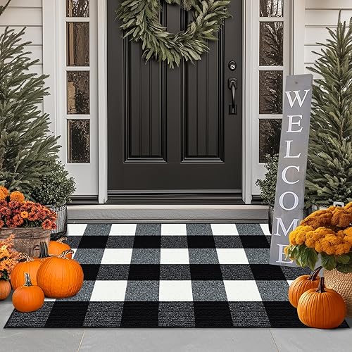 Miniatura 7 de Felpudo interior para puerta de ingreso, antideslizante, felpudos de goma para puerta trasera, captura de suciedad, raspado de zapatos, lavable a