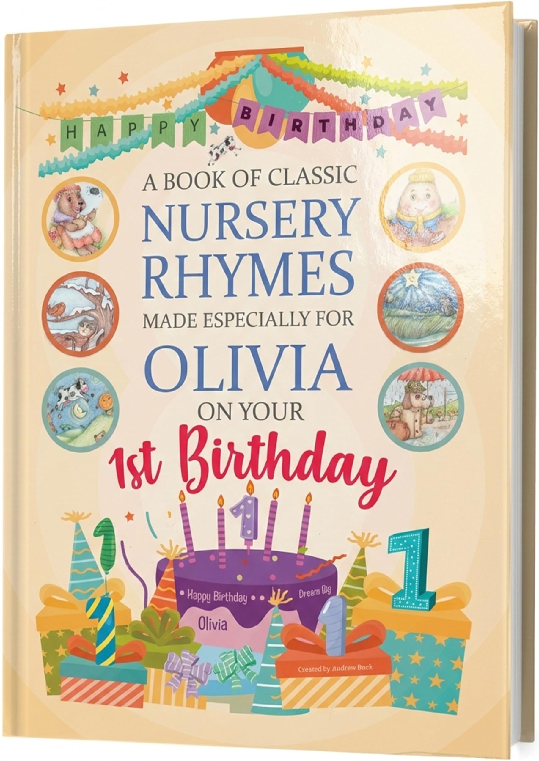 Personalised 1st Birthday Gift Book of Classic Nursery Rhymes for Baby