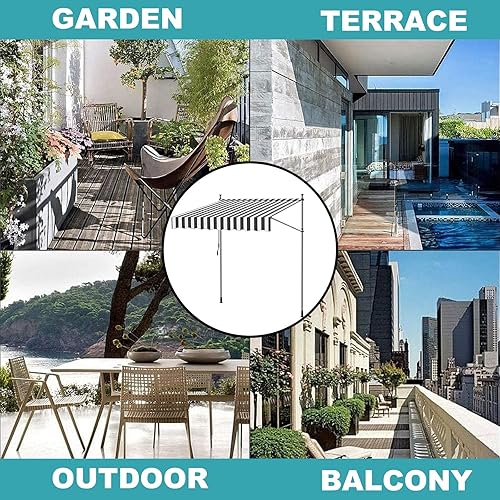 Miniatura 7 de Refugio para parasol sin perforaciones, toldo retráctil con manivela, toldo para patio, toldo impermeable para puerta, exterior para ventana,