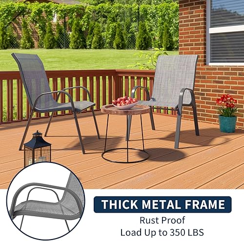 Miniatura 3 de Amopatio Juego de 2 sillas de patio, muebles de jardín transpirables para terraza de patio, sillas de comedor apilables para todo tipo de clima,