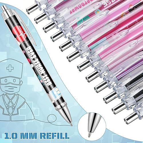 Miniatura 4 de TaoBary 36 bolígrafos de 5.4 pulgadas, 12 diseños, divertidos bolígrafos de enfermera, regalos de agradecimiento, bolígrafos de 0.039 in de tinta
