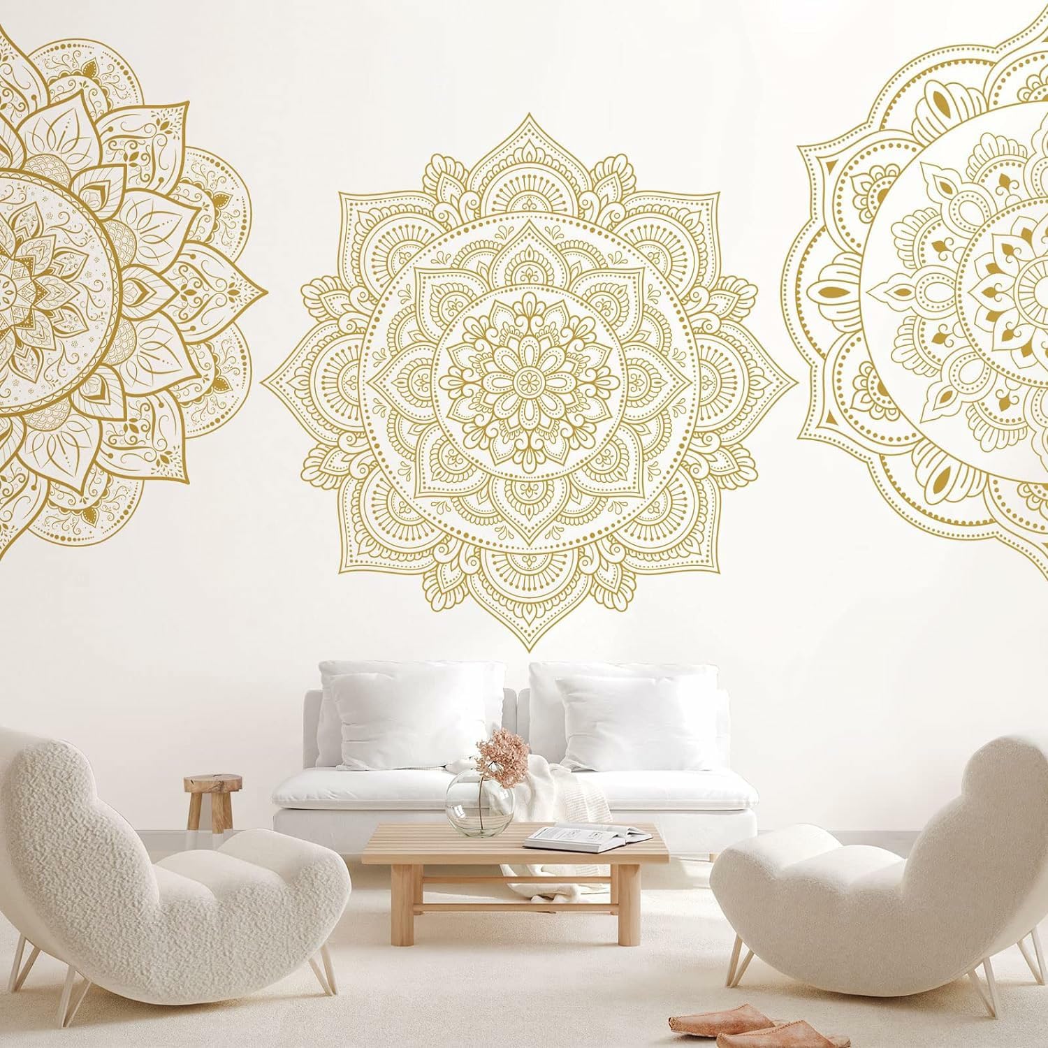 GADGETS WRAP Half Mandala Wall Decal Boho Mandala Wall Sticker Hippie Mandala Vinyl Wall Decals Flower Wall Stickers Headboard Wall Decoration Indian Namaste Flower for Bedroom Living Room Yoga (Gold) (B0CNC27PWF) Amazon Price History, Amazon Price Tracker