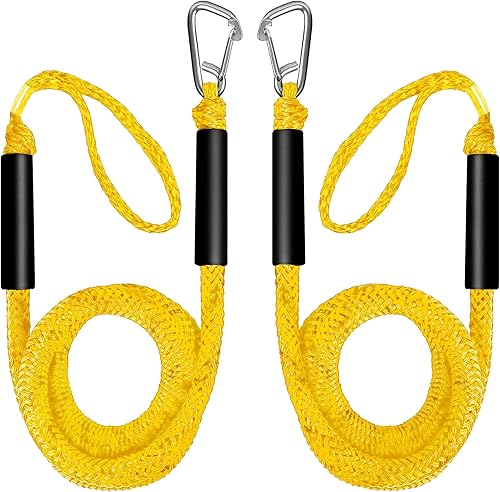 Líneas de muelle elástico para barcos, 2 cuerdas de barco para acoplamiento con bucle y líneas de amarre de clip de acero, accesorios plegables para