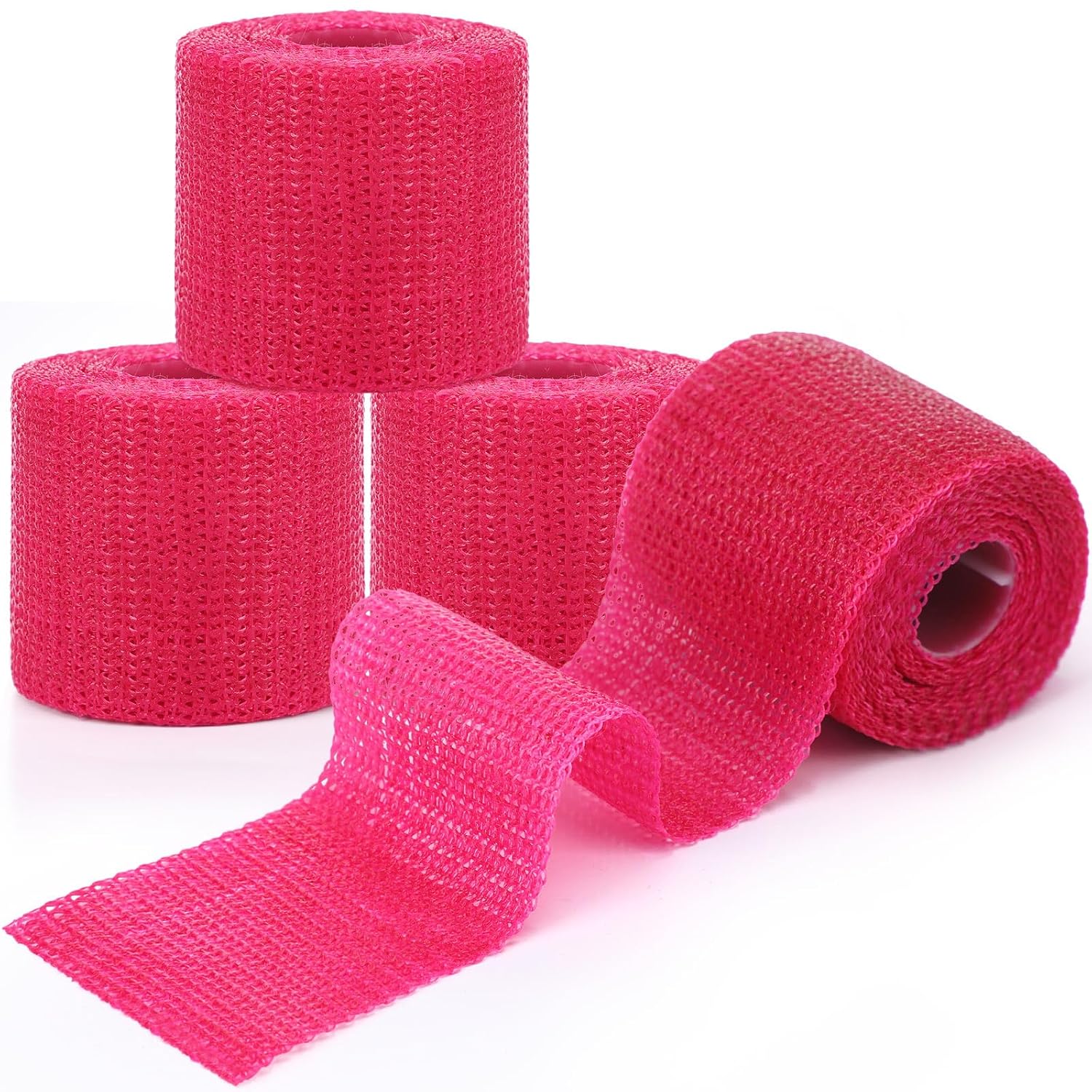 Geiserailie Fiberglass Casting Tape 3 Inch x 12 ft, 4 Rolls Bright Pink Lightweight, Breathable Support Foot Cast Tape for Injury Stabilization, Quick-Setting and Water-Resistant