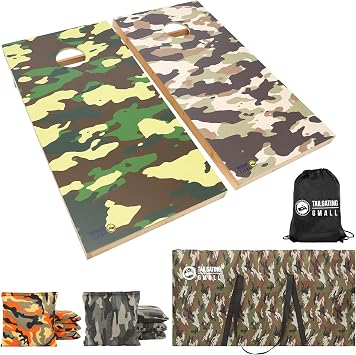 Cornhole Board Set 4FTx2FT Solid Wood Regulation Size Cornhole Set Includes 8 Cornhole Bags for Adults Camouflage, 4 x 2