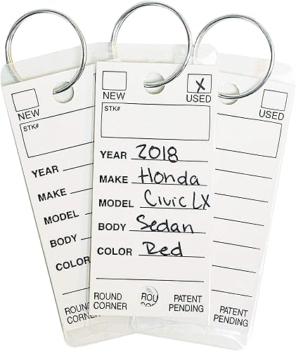 Etiquetas de esquina redonda para llaves de coche, etiqueta E-Z, color blanco, paquete de 250