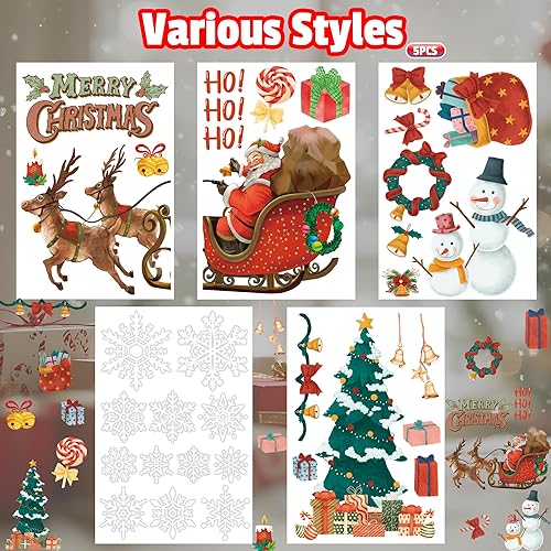 Miniatura 2 de Decoraciones de fiesta de Navidad  Calcomanías de copo de nieve para ventana de vidrio  Decoraciones de Navidad para interiores y exteriores