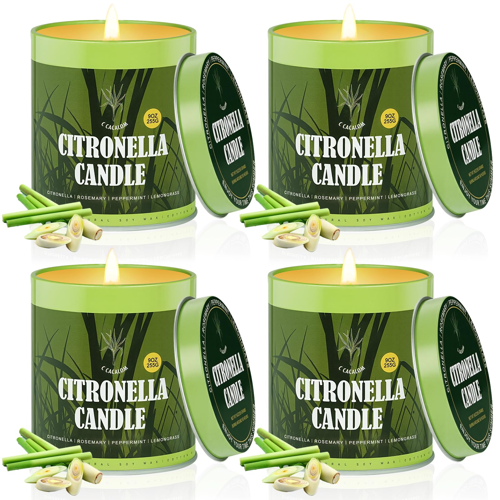 36oz Citronella Candles Outdoor Set, 4Pack Jar Candle for Patio Camping Backyard Picnic, Scented Candle Gifts Set for Men Women, Bug Non Toxic