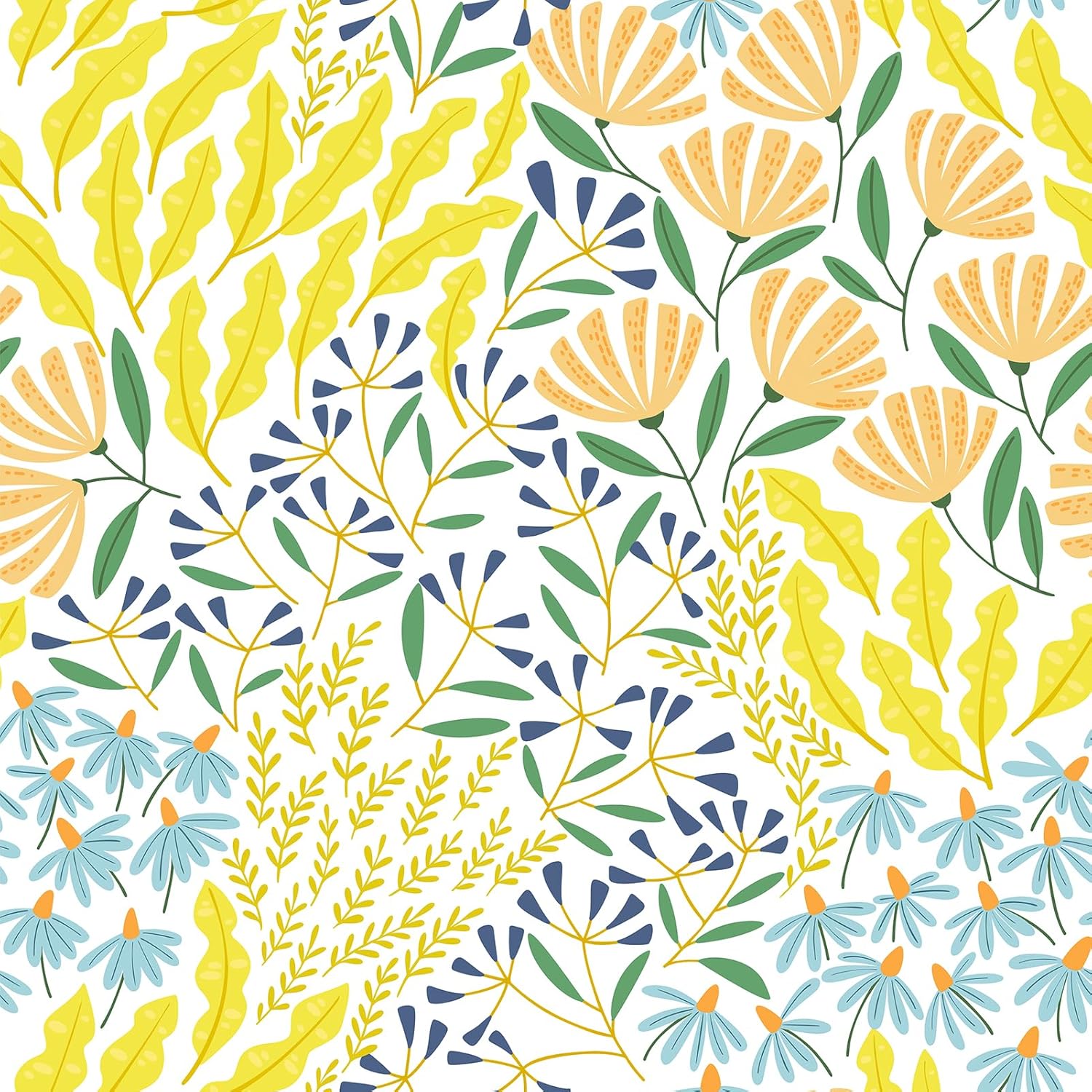 WESTICK Yellow Wildflower Wallpaper Modern Floral Peel and Stick Cottage Core Wallpaper Boho Decorative Floral Contact Paper Self Adhesive Flower Wall Paper for Bedrooms Nursery Cabinets 17.5"x100"