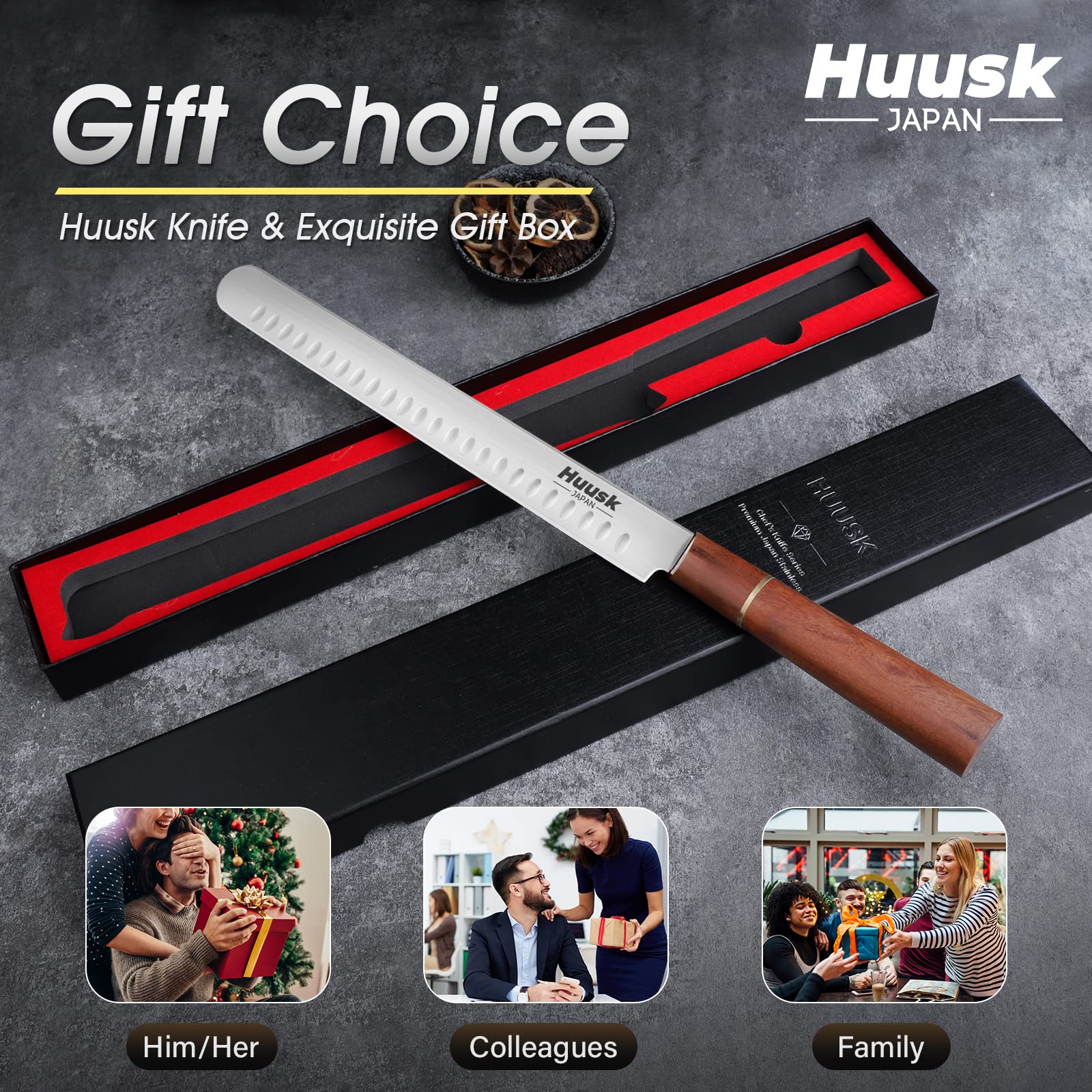 Huusk Brisket Carving Knife for Meat, Gifts Idea for Dad Smoker Men — Amazon image 6