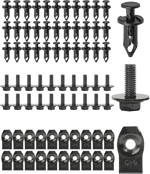 RACOONA 70PCS Car Clips,Bumper Clips,Engine Under Cover Splash Shield Body Bolts Screws,Car Accessories Car Bumper Cips Extruded U-Nuts Kit,Bumper Retainer Clips,Replacement for G35 G37 FX35 FX45 EX35