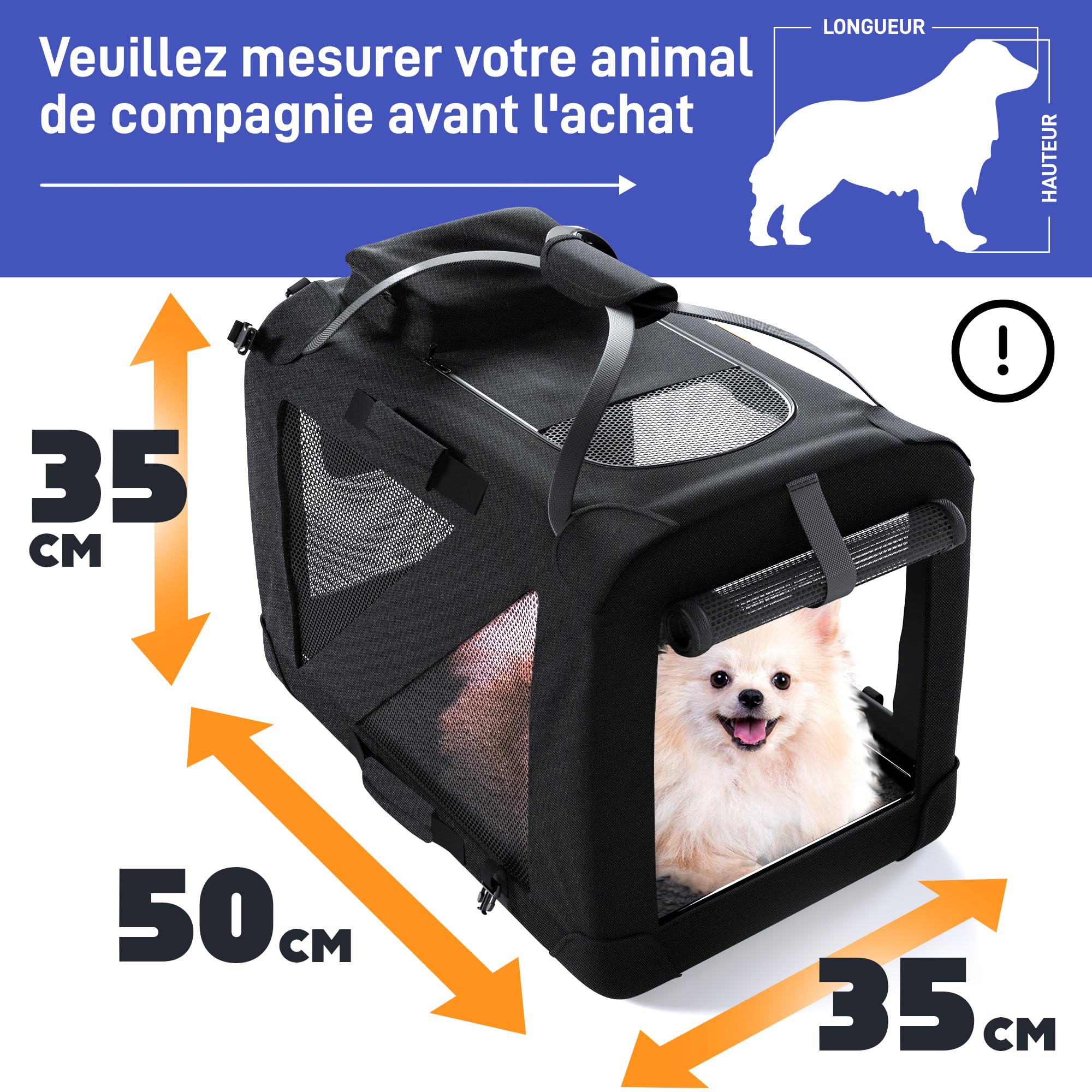 Caisse De Transport Pliable PETPROVED Pour Petit Chien - Voyage Sécurisé