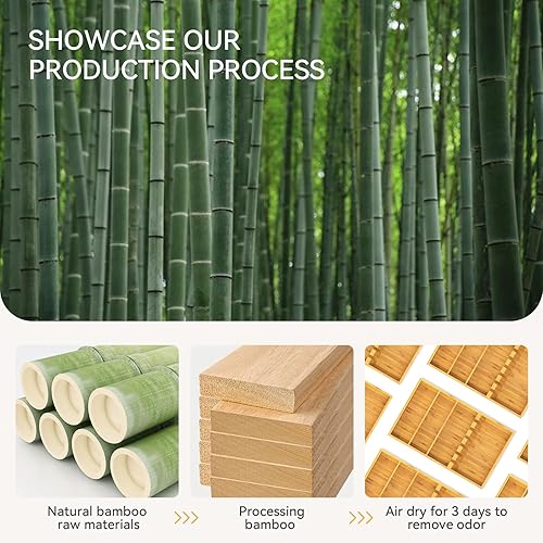 Miniatura 4 de Yofidra Organizador de cubiertos de bambú, 16.53 x 10.3 x 1.96 pulgadas, organizador de cajones de utensilios de cocina, bandeja de cubiertos para