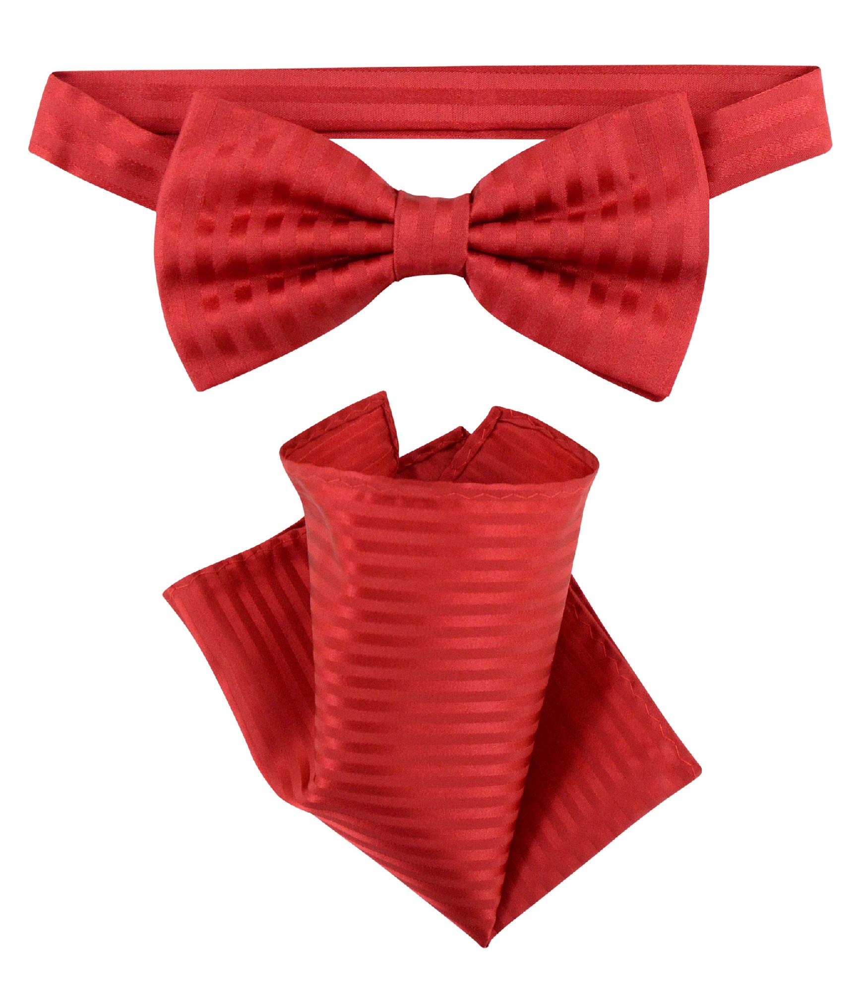 Vesuvio Napoli BowTie Red Striped Vertical Stripes Mens Bow Tie & Handkerchief
