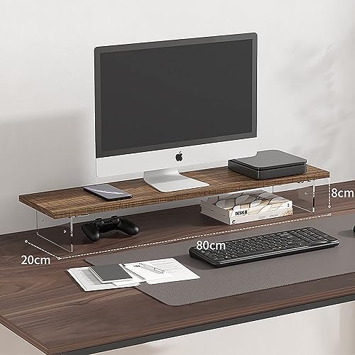 Miniatura 2 de SDADI Soporte elevador para monitor  2 alturas ajustables de madera MDF acrílica para monitor de pantalla de TV o computadora de PC, estante