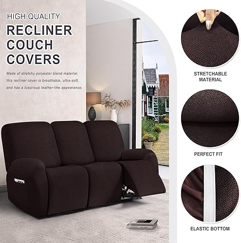 Miniatura 164 de Fundas para sillas reclinables con aspecto de cuero, funda elástica de 4 piezas, funda suave para silla reclinable, protector de muebles lavable