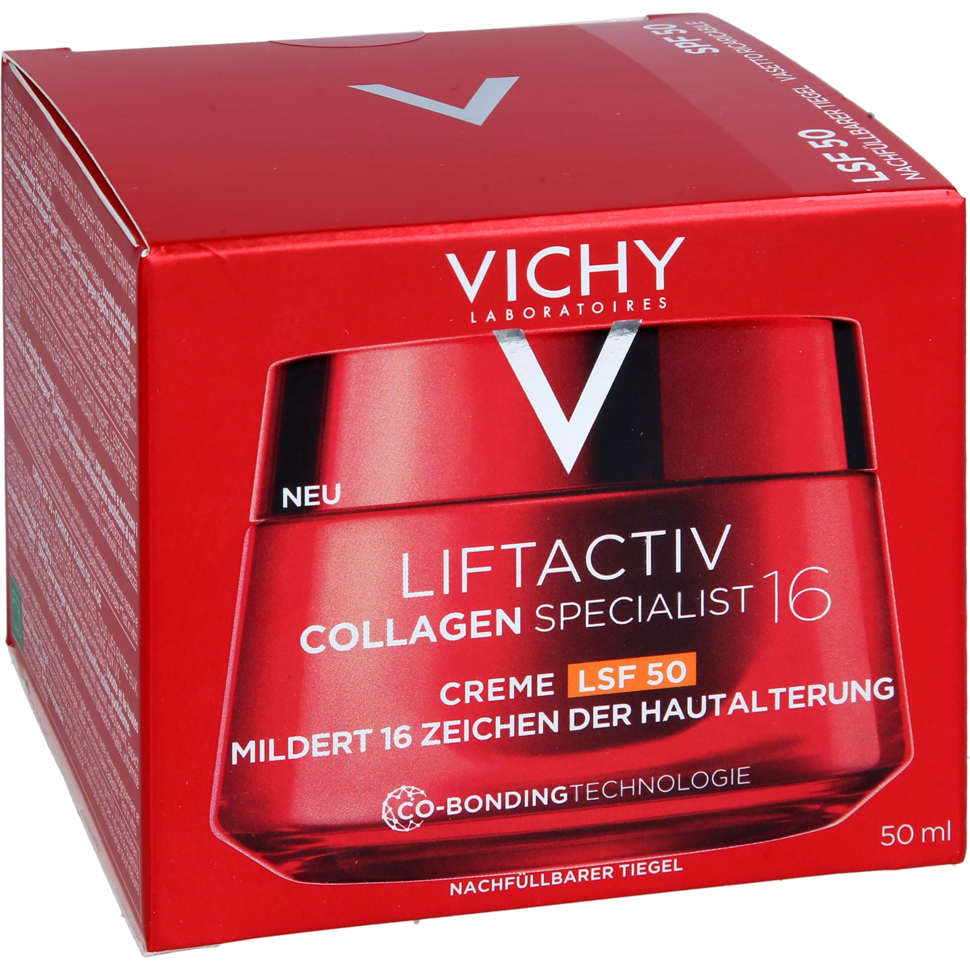 Vichy Liftactiv Collagen Specialist 16 krem SPF 50, krem na dzień i do pielęgnacji twarzy przeciw 16 oznakom starzenia się skóry, z ramnozą, peptydami i maitake, ochrona przed promieniowaniem UV do