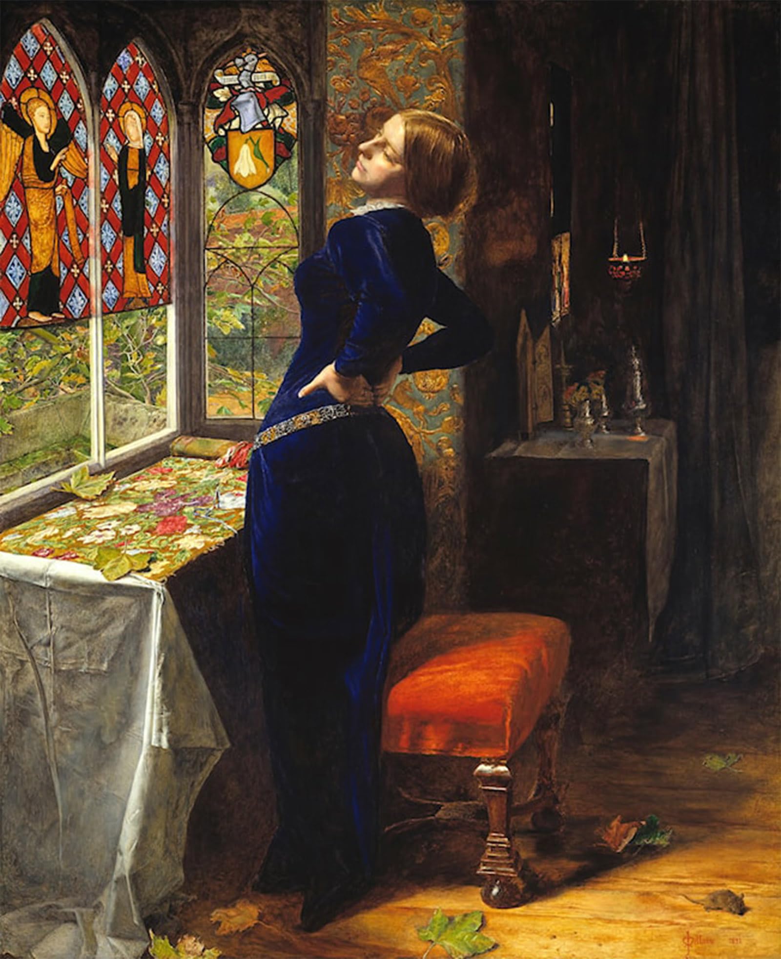 ARTXLXXBN Famous Print Painting Colorful Art Print Mariana in the Moated Grange by John Everett Millais Canvas Art Decorations for Home Decor 60x90cm