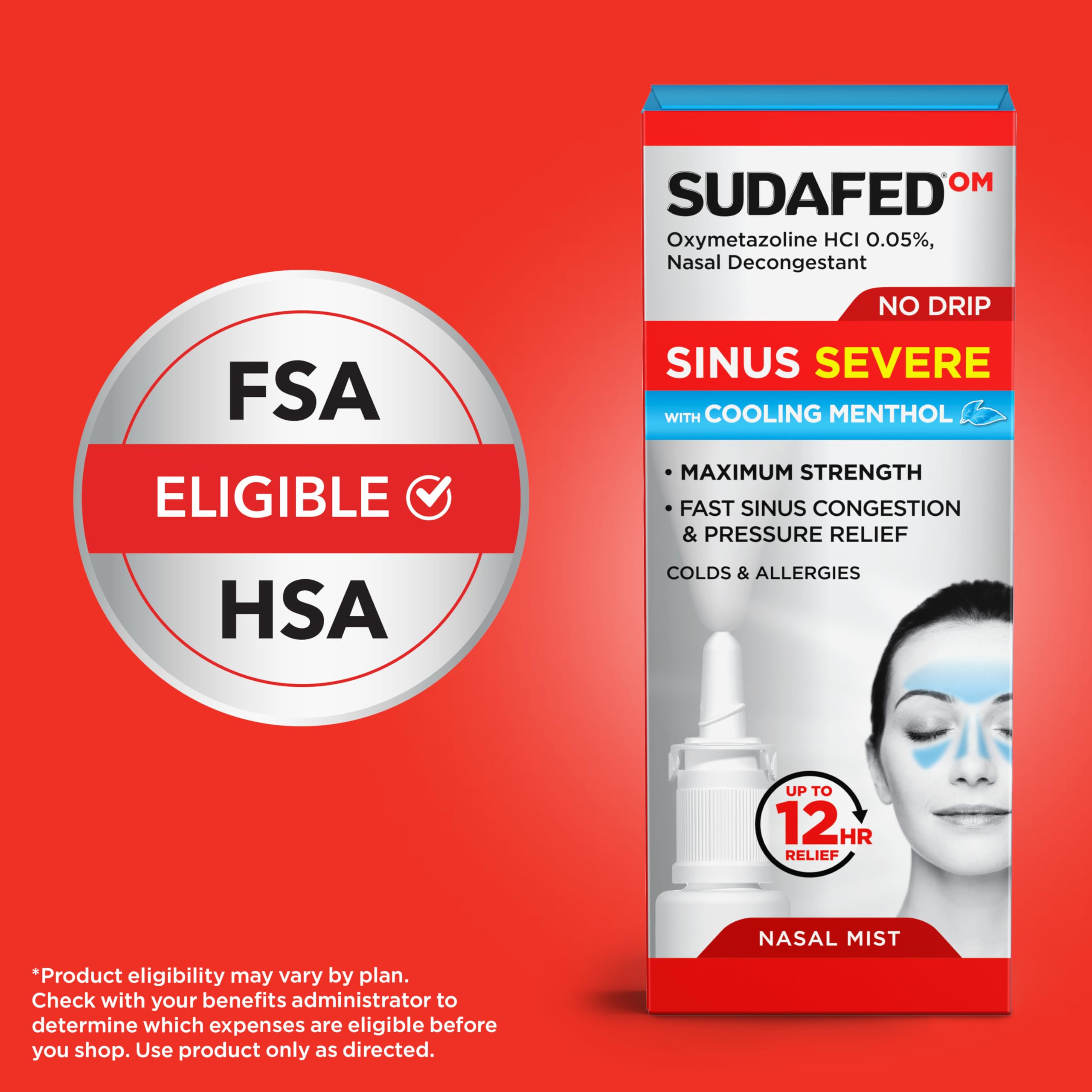 Sudafed OM Sinus Severe No Drip Nasal Spray with Cooling Menthol, Maximum Strength Sinus Decongestant for Fast Congestion & Pressure Relief, Oxymetazoline HCl .05% Nose Spray, 1 fl. oz — Amazon image 6