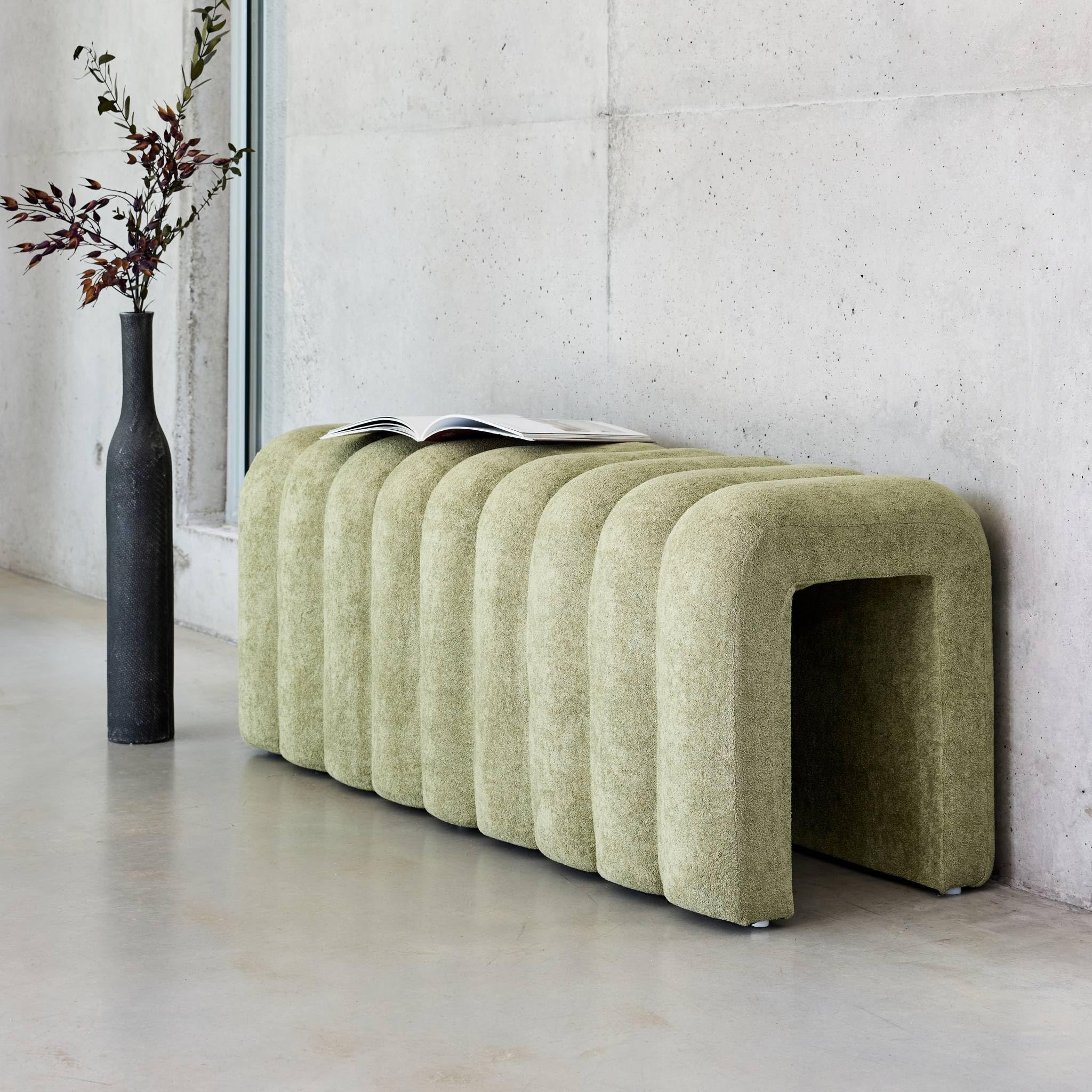 sweeek - Banc. Bout de lit Vert Contemporain en Tissu