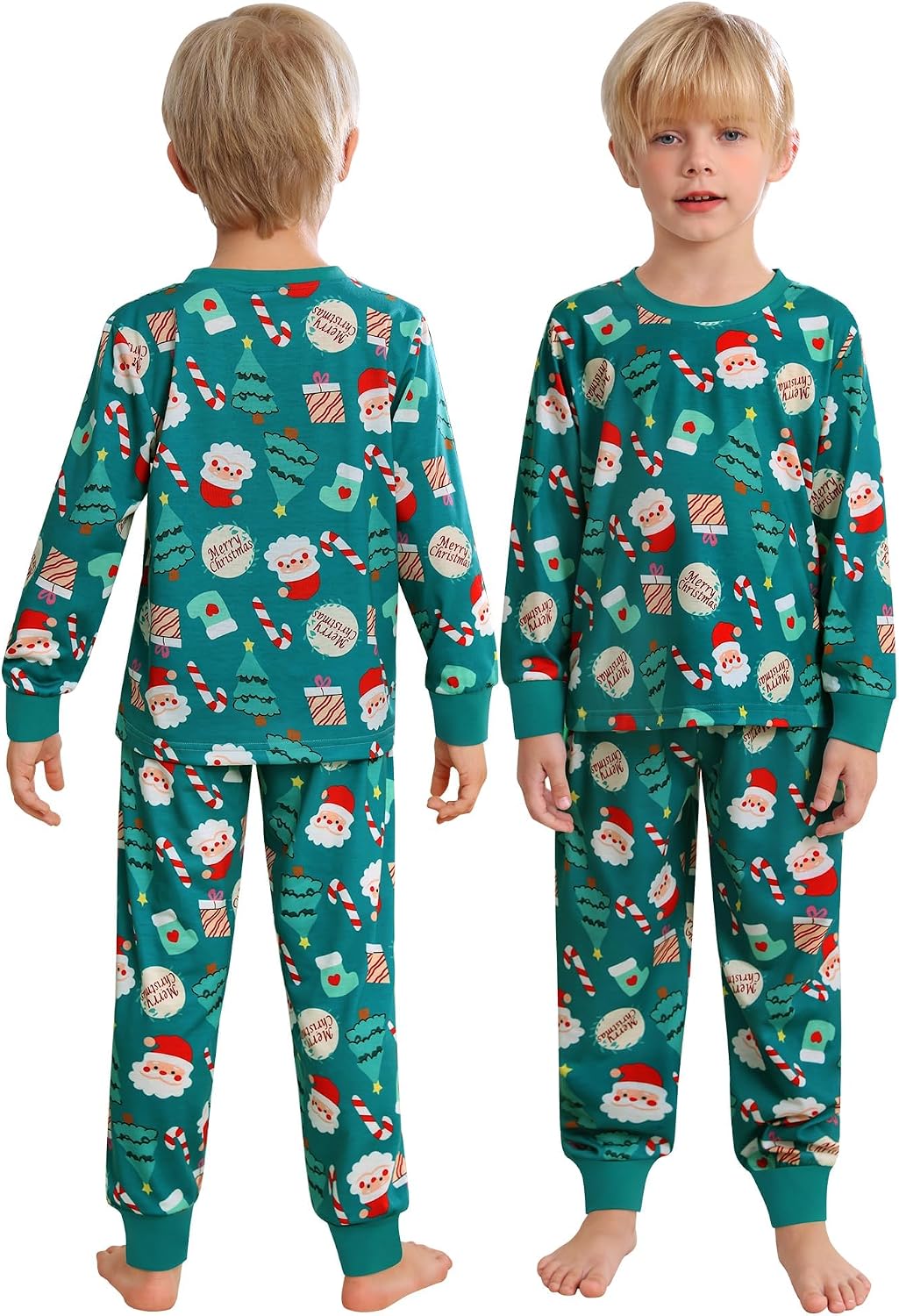 SWOMOG Matching Family Christmas Pajamas Set Long Sleeve Festival Party Pj Set Button-Down Sleepwear Soft Nightwear