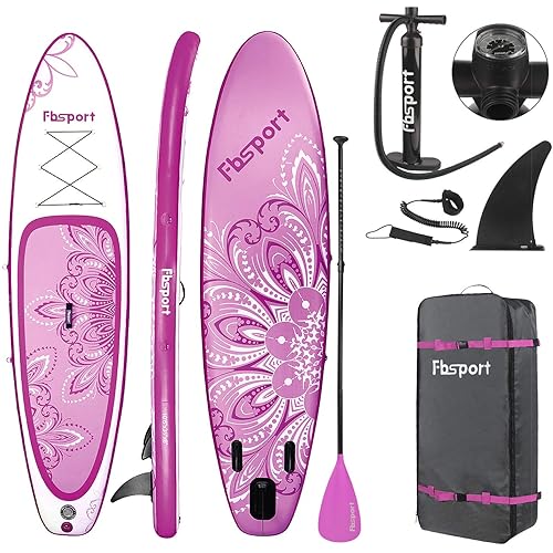 FBSPORT 10'6" Premium Inflatable Stand Up Paddle Board, Yoga Board with Durable SUP Accessories & Carry Bag.Wide Stance, Surf Control, Non-Slip Deck, Leash, Paddle and Pump for Youth & Adult