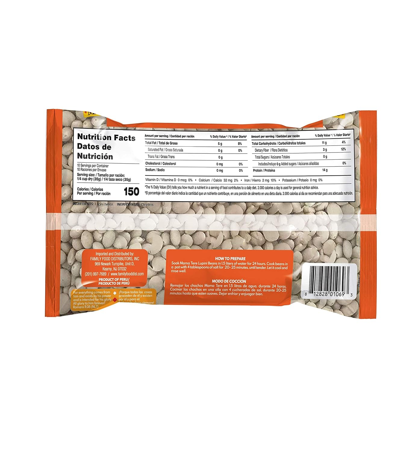 Mama Tere Premium Lupini Beans - Chochos - Imported from Peru - Dried - 14 oz. image 2