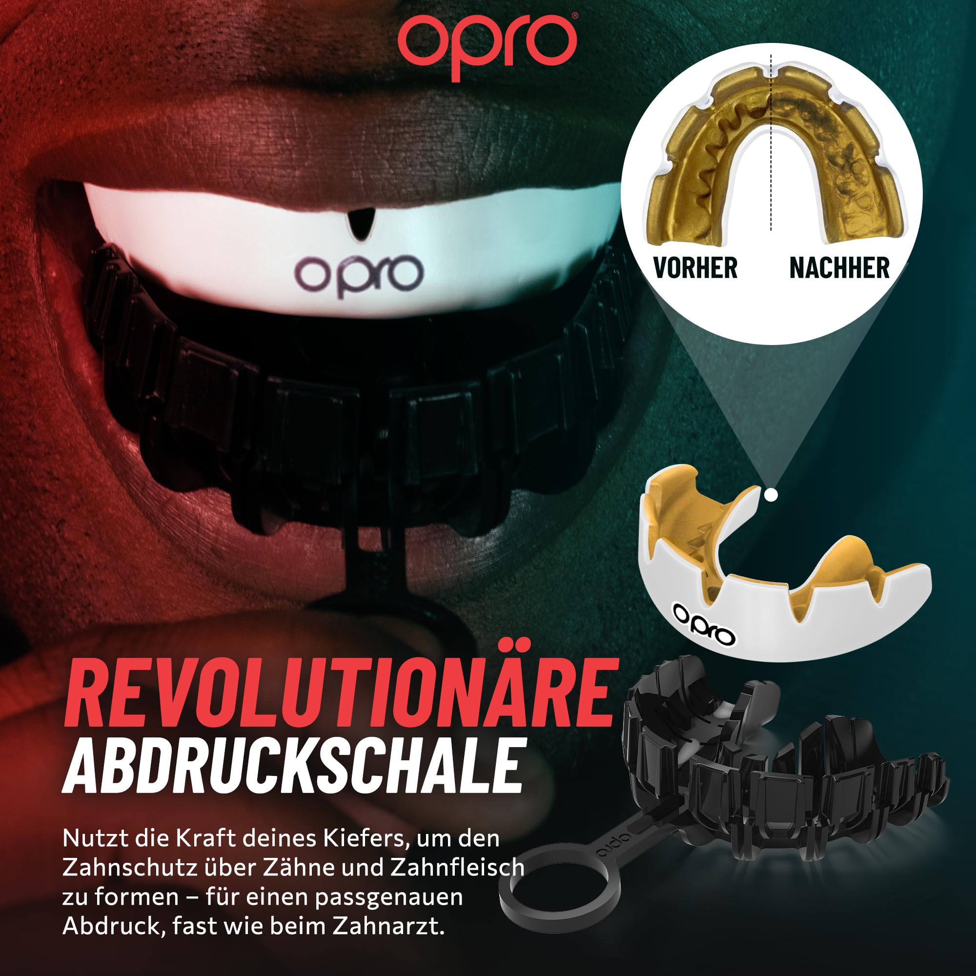 OPRO Mundschutz für feste Zahnspangen Instant Custom-Fit - Zahnschutz für Boxen, Kampfsport, MMA, Hockey & Rugby - Für Erwachsene & Kinder Alter 10+ - Einfach anzupassen - Mit zahnärztlicher Garantie