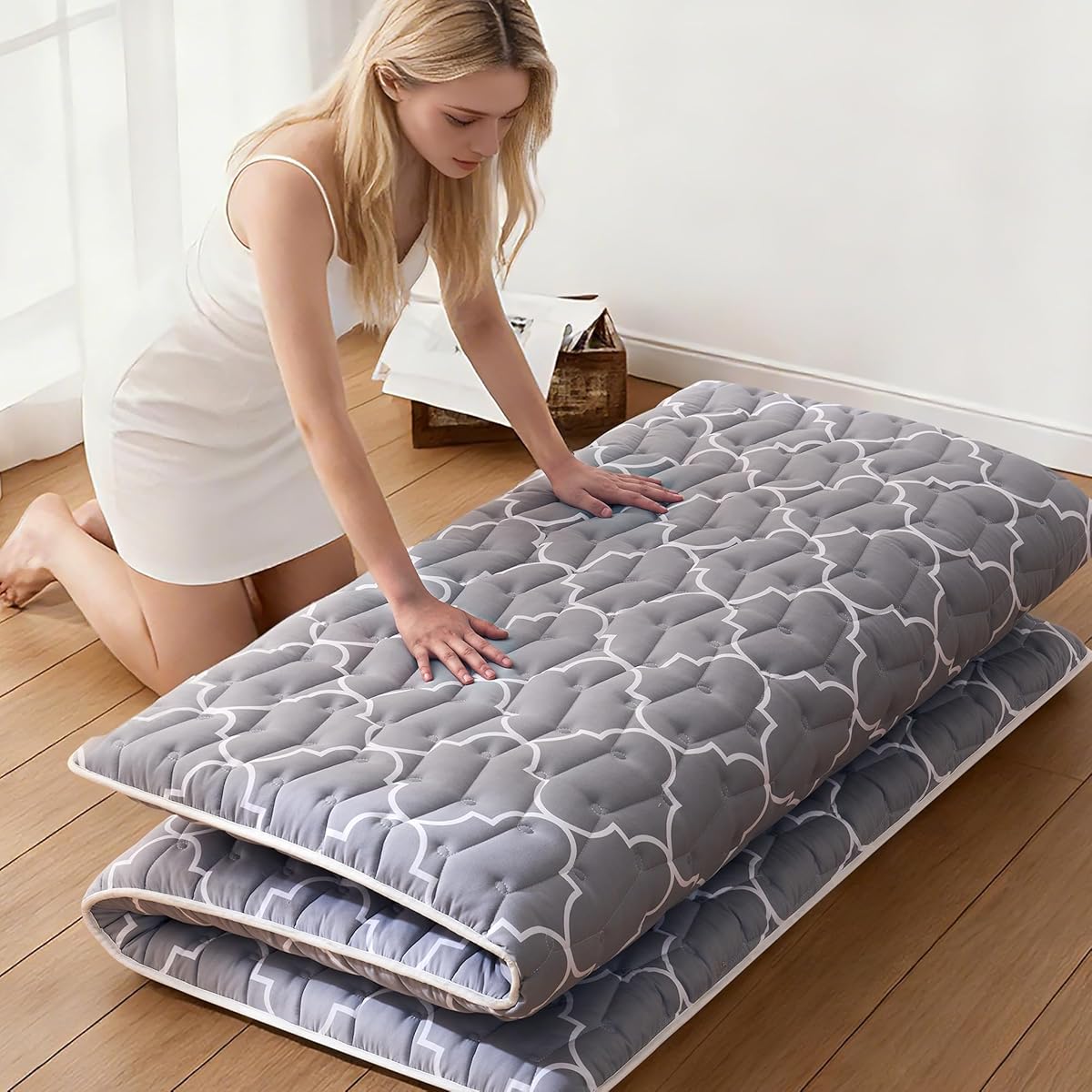 Vibe bear Premium Foam Japanese Futon Floor Mattress Twin Size 39"x 80",100% High Density Foam Comfortable Floor Mattress,3.2" Thicken Foldable Sleeping Pad,Dormitory Tatami Mat